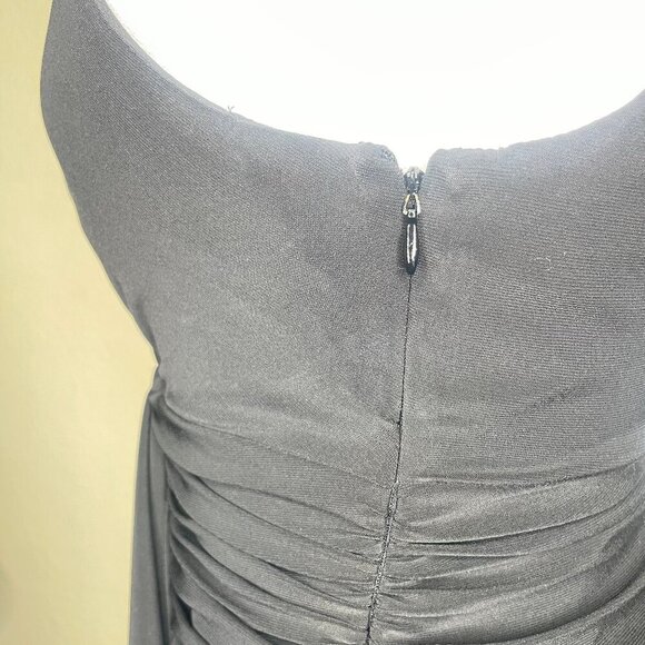 Evan Picone Women's Black Twisted Ruched Front V-Neck Wrap Dress Cocktail 12 - Picture 5 of 11